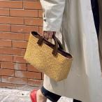 女性ストローハンドバッグサマーボーケーションホリデートートバッグナチュラル巾着籐