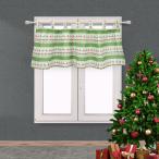 遮光寝室用ショートクリスマスカーテンバランス137x61cmグリーン