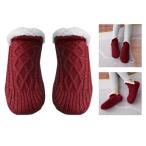 1Pairs Winter Women Slipper Socks Warm for Women Gifts Wine Red
