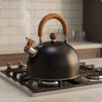  нержавеющая сталь чайник дудка дуть . pot чай чайник из дерева держать рука единообразие нагревание составной низ еда для нержавеющая сталь удобный рукоятка газ электрический IH соответствует офис чай время . применение 3L