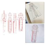 ファッションデッサン定規は、ファッションデザインスケッチBの図のデッサンテンプレートを設定します