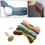 10種類のカラースレッドパンツを使用したダーニングマッシュルームシェイプソックスソーイング