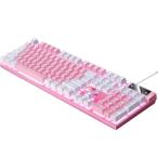 ゲームオフィス用メカニカルゲーミングキーボードUSBLED照明ピンクホワイト