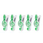 5個 音楽ノートクリップ 音楽本クリップ プラスチック ブックページクリップ 5色選べる - 緑