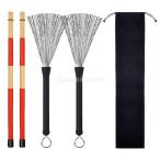 ドラムマレット スティック ドラムワイヤーブラシ 収納バッグ付き ドラムアクセサリー