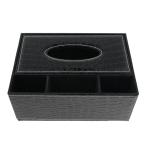 PUレザーティッシュボックスカバーナプキンケースホルダーオーガナイザーブラッククロコダイルS