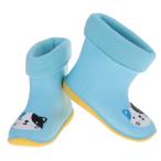 5年間の子供の幼児の防水ゴムレインブーツの青い猫