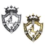 ヴィンテージクイーンクラウンブローチクリスタルホースレーシングバッジブローチ