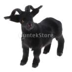 シミュレーションヤギの羊の置物動物のぬいぐるみの玩具クリスマスデコレーションブラック