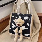 Yahoo! Yahoo!ショッピング(ヤフー ショッピング)女性用ジッパー付きベアドール耐久性ロープハンドル付きハンドバッグキャンバストート