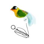 電気猫のおもちゃインタラクティブ鳥猫スクラッチ運動再生羽根付きぬいぐるみきしむ鳥猫子猫のためのからかいおもちゃ