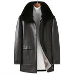 中綿ジャケット メンズ 中綿コート メンズ アウター メンズアウター 冬 PUレザー 革ジャン 裏ボアジャケット ミディアム丈 ライダース