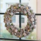 クリスマスリース 玄関 造花_【直径55cm】デラックスナチュラルクリスマスリース ホワイト 1個_48-48-1-1_8185-3364