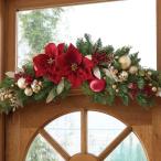 ショッピングリース クリスマスリース おしゃれ 玄関 造花_ポインセチア＆ボールスワッグ 幅100cm 1個_58-52-1-1_8730-6176