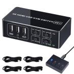 KVM�X�C�b�` 4K60Hz HDMI USB �ؑ֊� PC4��p 4����1�o�� �A���~�� ���j�^�[/�L�[�{�[�h/�}�E�X/�v�����^�����L ��