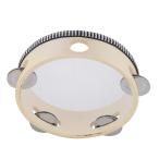 Musfunny タンバリン 楽器 15 Cm 木製: Tambourine 初心者用 金属製シンバル付き リズム遊び リトミック - タン