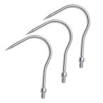 WanFengXue 3枚入 銛 ステンレス鋼銛先 8mmネジ式 スピアフィッシング 11*10*8cm 単一の爪のフック 保護ケース付き