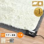 ホットカーペット 1.5畳 カバー付き 2点セット シャギーラグ 約130×190cm 母の日 長毛 毛足35mm メーカー1年保証 ダニ退治 省エネ 電子式制御