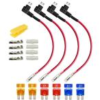 Kiligen 4個12V 24V Micro2小型回路ヒューズタップ キット、ワイヤーハーネス付き自動車フラットタイプブレードヒューズホルダー、6個
