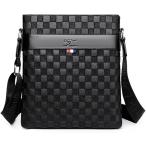 ルイヴィトン 好きにお勧め お洒落 ショルダーバッグ 格子柄 ブラック 黒 メンズ 肩掛け カジュアル 高級感 プレゼント レザー 誕生日 父の日