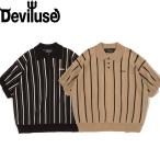 ポロシャツ Deviluse デビルユース Stripe S/S Polo Black Khaki シャツ ニット メンズ レディース