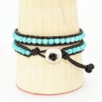 Yahoo! Yahoo!ショッピング(ヤフー ショッピング)ラップブレス 2連レザー ターコイズ パワーストーン メンズ＆レディース