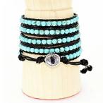 Yahoo! Yahoo!ショッピング(ヤフー ショッピング)ラップブレス 5連レザー ターコイズ パワーストーン メンズ＆レディース