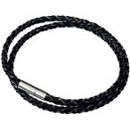 Yahoo! Yahoo!ショッピング(ヤフー ショッピング)ノーブランド品編み込み レザー ネックレス ブラック ワンタッチ メンズ ヨーロピアン チョーカー （１本）