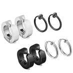 Yahoo! Yahoo!ショッピング(ヤフー ショッピング)Calors Vittonフェイクピアスメンズ フープピアス アクセサリー ノンホールピアス レディース ファッションシルバー&ブラック（黒