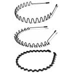 Yahoo! Yahoo!ショッピング(ヤフー ショッピング)カチューシャ 3本セット メンズ 3つタイプ・痛くない・防錆メッキスプリング ヘアバンド波型 くし付き 滑り止め 黒 シンプル 前髪 固