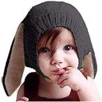 (Rarihima) ニット帽 赤ちゃん 帽子 うさぎ 耳 ニット帽 防寒 子供 ベビー ニット帽 (ブラック)