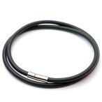 Yahoo! Yahoo!ショッピング(ヤフー ショッピング)シルバーワン 簡単ワンプッシュ ラバー チョーカー 太目4mm 40cm メンズ レディース ブラック（黒）スポーツ用 ネックレス