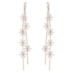 Yahoo! Yahoo!ショッピング(ヤフー ショッピング)フラワー ピアス イヤリング かわいい ロングビジューチェーンピアス 誕生日 プレゼント 女性 ジュエリー（ゴールドピアス両耳）