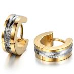 Yahoo! Yahoo!ショッピング(ヤフー ショッピング)JewelryWe 3ペア ンズ ステンレス スタッド フープ イヤリング ピアス ボディピアス ペアセット キュービックジルコニア シルバ