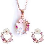 Yahoo! Yahoo!ショッピング(ヤフー ショッピング)3点セットHONNE 925純銀製 ネックレス ピアス 3点セット レディース ペンダント ネックレス 桜 花輪 CZジルコニア パール 真