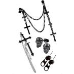 Yahoo! Yahoo!ショッピング(ヤフー ショッピング)（P-Rize） V系 黒 ピアス 4種 セット キャッチ付き メンズ レディース ヴィジュアル系 ゴスロリ ゴシック パンク クロス 十字