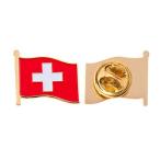 スイス国旗 ラペルピン エナメル 金属製 お土産 帽子 メンズ レディース 愛国 スイス (ウェービングフラッグラペルピン)