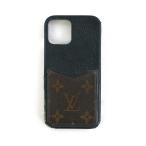 LOUISVUITTON Louis Vuitton iPhone кейс 12/12Pro кожа ракушка type монограмма черный Brown BC3281[ б/у ]