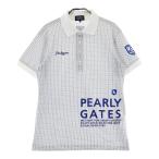 PEARLY GATES パーリーゲイツ 2023年モデル 半袖ポロシャツ ロゴプリント 総柄 ホワイト系 4 ゴルフウェア メンズ