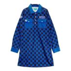 [ новый товар ]CUARTO UNITEDk Alto united длинный рукав Polo One-piece в клетку оттенок голубого M Golf одежда женский 