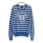 ZOYzo-i вязаный свитер шерсть . окантовка рисунок оттенок голубого 36 Golf одежда женский 