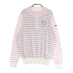 JUN&amp;ROPE Jun and Rope половина Zip вязаный свитер окантовка рисунок оттенок белого L Golf одежда женский 