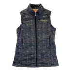 marie claire sport マリクレール スポール 裏起毛 ジップベスト チュニック丈 千鳥柄 ブラック系 M ゴルフウェア レディース
