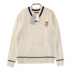 BEAMS GOLF Beams Golf шерсть .V шея вязаный свитер оттенок белого S Golf одежда мужской 