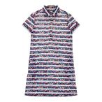 JACK BUNNY Jack ba колено короткий рукав Polo One-piece кнопка down цветок общий рисунок темно-синий серия 1 Golf одежда женский 