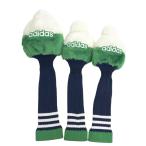 【新品】ADIDAS GOLF アディダスゴルフ ボア ヘッドカバー 3点セット ホワイト/グリーン グリーン系 DR FW×2 ゴルフウェア
