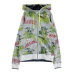 MARK&LONA マークアンドロナ  スウェット ジップパーカー ストーンスカル ボタニカル 総柄 グレー系 M ゴルフウェア メンズ