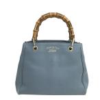 GUCCI グッチ 336032 日本50周年モデル バンブー スモールショッパー ハンドバッグ ブルー系