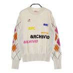 ARCHIVIOaruchibiomok шея вязаный свитер Logo a-ga il рисунок оттенок белого 3 Golf одежда женский 