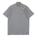 【新品】PEARLY GATES パーリーゲイツ モックネック半袖Tシャツ ロゴ総柄 グレー系 5 ゴルフウェア メンズ